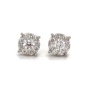14K White Gold 5/8ctw Diamond cluster Earrings