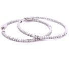 14K White Gold 1 1/2ctw Diamond Hoop Earrings