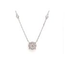 14K White Gold 1/1ctw Diamond Cluster Necklace