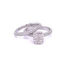 14K White gold 2 1/4ctw Diamond Pave Wedding Set with 1/2ct Emerald Center