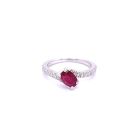 14K White Gold 1/2ctw Diamond and 7/8ct Oval Ruby Ring