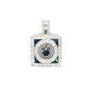 14K White Gold 1/4ctw Diamond and Sapphire Pendant