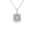 14K White Gold 3/4ctw Diamond Princess Framed Pendant