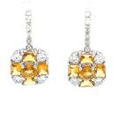 14K White Gold 3/4ctw Diamond and Citrine Earrings