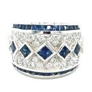 18K White Gold 0.70ctw Diamond and 2.20ctw Sapphire Band
