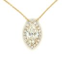 18K Yellow Gold GIA 2235446269 Marquise 2.02 KI1 VGVG None and 0.35ctw Marquise Diamond Halo Pendant
