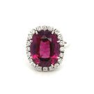 14K White Gold 5/8ctw 5 1/2ctw Rhodolite Garnet Halo Ring