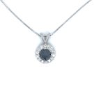 14K White Gold 7/8ctw Diamond Pendant with 1/2ct Black Diamond