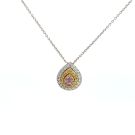 18K Two-Tone Diamond Necklace with 0.23cw White Diamonds, 0.13ctw Yellow Diamonds, and 0.12ctw Pink Diamonds