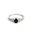 14K White Gold 1/7ctw Diamond and Sapphine Ring