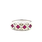 18K White Gold 1/5ctw Diamond Ruby Ring