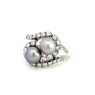 18K White Gold 3/4ctw Diamond Pearl Ring