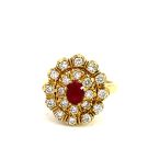 18K Yellow Gold 1/1ctw Diamond Ruby Ring