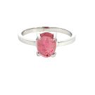 14K White Gold Tourmaline Cabochon Ring