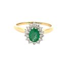 18K Multi - Tone  1/3ctw Diamond and Emerald Ring