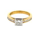 18K Two Tone 0.94ct Diamond Princess Engagement Ring
