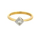 18K Two Tone Gold 1/3ct Princess Diamond Engagement Ring