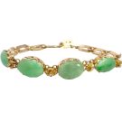 18K Yellow Gold 1/10ctw Diamond Single Cut Jade Bracelet