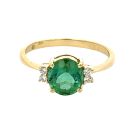 18K Yellow Gold 1/10ctw Diamond and Tourmaline Ring