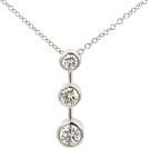 14K White Gold 1/1ctw Diamond 3-stone Graduated Necklace