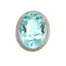 14K White Gold 1/1ctw Diamond and 38.48ct Aquamarine Gem Stone Ring