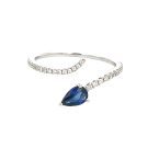 18K White Gold 0.34 CT Sapphire Fashion ring With 0.16 CT Diamond Accents