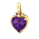 14K Yellow Gold Diamond Amethyst Heart Pendant