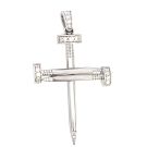 14K White Gold 1 3/4ctw Diamond Nail Cross Pendant
