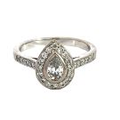 18K White Gold 5/8ctw Diamond Bezel Set Engagement Ring with 3/8ct Pear Shape