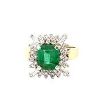 14K Yellow Gold 1/1ctw Diamond Emerald Ring