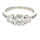 18K White Gold 2/1ctw Diamond 3-stone Ring GIA 1313117646 Round 1.00ct H VVS1 XXX Medium