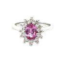 14K White Gold 3/8ctw Diamond and Pink Tourmaline Ring