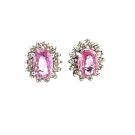 14K White Gold 3/8ctw Diamond and Pink Tourmaline Earrings