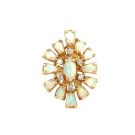 14K Yellow Gold 1/7ctw Diamond Opal Flower Ring
