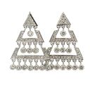 18K White Gold 2/1ctw  Diamond Dangle Pyramid Earrings