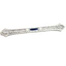 18K White Gold 1/6CTW Diamond and Sapphire Brooch
