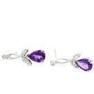 18K White Gold 1/4ctw Diamond and Amythyst Earrings