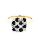 18K Multi - Tone Gold 1/3CTW Diamond and Sapphire Ring