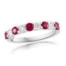 14K White Gold Ring with 0.60ctw Diamonds and 0.85ctw Rubies