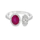 18K White Gold Split Ring with 0.94ctw Ruby and 0.46ctw Diamonds