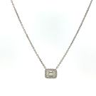 18K White Gold Necklace with GIA 2151436429 0.91 Emerald JVS2 and 0.20ctw melee