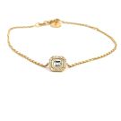 18K Yellow Gold Bracelet with GIA 2205244317 Emerald 0.52ct JVVS1 VGGD None  and 0.15ct melee