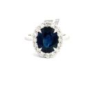 18K White Gold 0.78ctw Diamonds and 4.57ctw Sapphire Ring