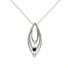 18K White Gold 1/6ctw Diamond and Sapphire Pendant