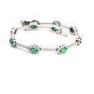 14K White Gold Bracelet with 1.39ctw Diamonds and 2.25ctw Emeralds