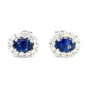 18K White Gold Earrings with 0.60ctw Diamonds and 1.10ctw Sapphires