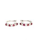 14K White Gold Earrings with 0.60ctw Diamonds and 1.25ctw Rubies