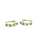 14K Yellow Gold Earrings with 0.60ctw Diamonds and 0.60ctw Emeralds