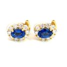 18K Yellow Gold Earrings with 0.83ctw Diamonds and 1.49ctw Sapphires