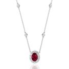 18K White Gold Necklace with 0.48ctw Diamonds and 0.71ctw Rubies
